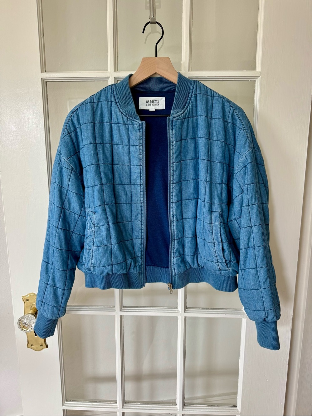 BB Dakota Blue Quilted Bomber Jacket